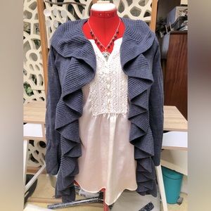 Size M SRS 100% cotton luscious full ruffle cardigan.